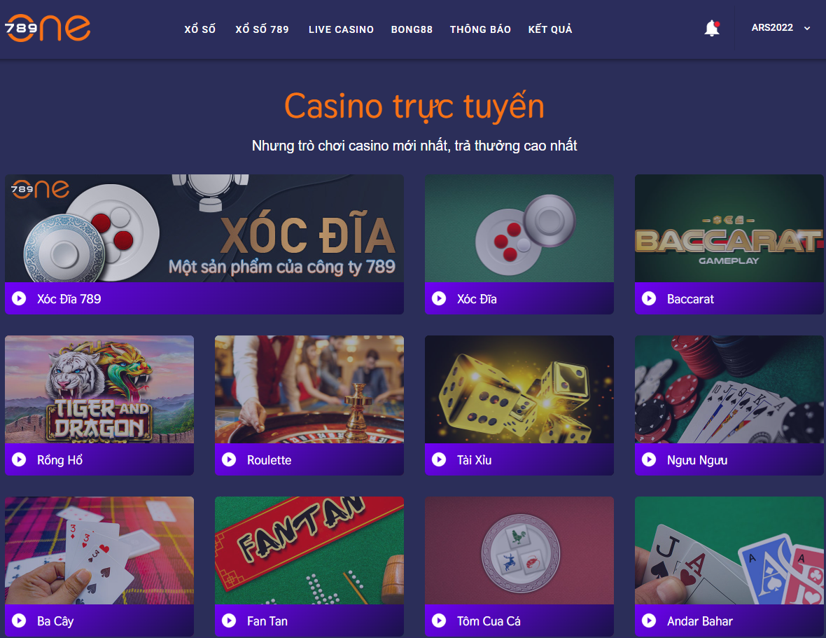 Sảnh casino trực tuyến tại nhà cái ONE789