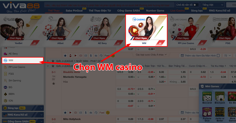 Đăng nhập sảnh cược WM CASINO